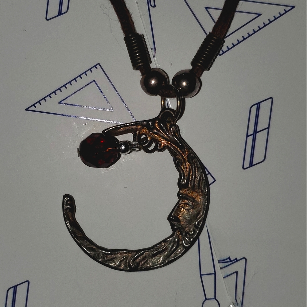 Moon Necklace with purple stone